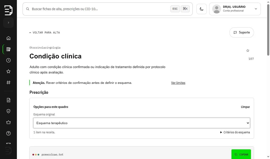Ficha de uma condição clínica
